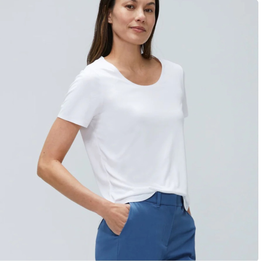 Ministry of Supply Women's Luxe Touch Tee - XS - White - Short Sleeve Shirt